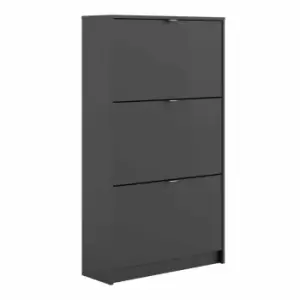 Shoes Hallway Storage Cabinet With 3 Tilting Doors And 2 Layers Matt Black