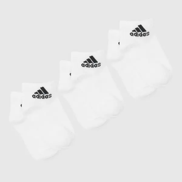 adidas white & Black kids ankle socks 3 pack White/Black UK 2-3.5