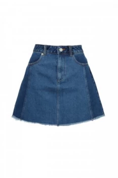 French Connection Losa Denim Mini A Line Skirt Blue