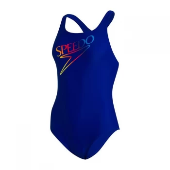 Speedo Retro Logo Swimsuit Ladies - North/Pink/Acid