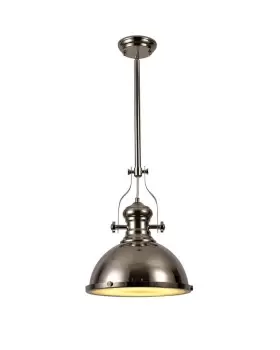 Ceiling Dome Pendant, 1 x E27, Polished Nickel, Frosted Glass