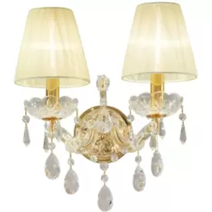 Kolarz Schonbrunn Crystal Candle Wall Lamp 2 Light 24 Carat Gold