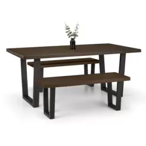 Julian Bowen Brooklyn Table And 2 Benches Set Dark Oak