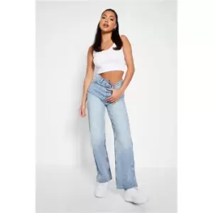 I Saw It First Bleach Wash Premium 90s Wide Leg Jeans - Blue