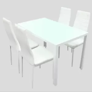 Berlin White Dining Set 4Chair - White