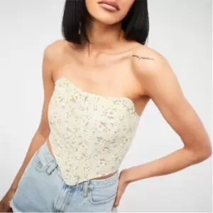 Missguided Tall Floral Print Bandeau Corset Top - Blue