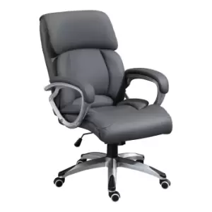 Vinsetto High Back Home Office Chair Swivel Executive Pu Faux Leather Chair Grey