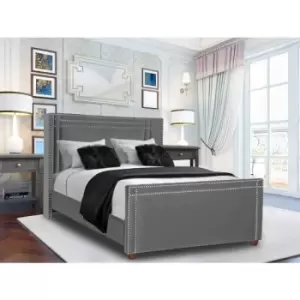 Cubica Upholstered Beds - Plush Velvet, Single Size Frame, Grey - Grey