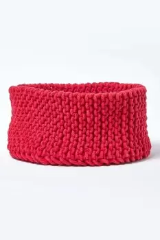 Cotton Knitted Round Storage Basket, 37 x 21 cm
