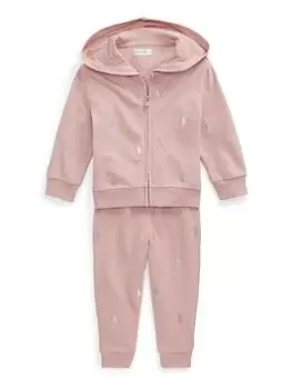 Ralph Lauren Baby Girl Hoodie And Jogger Set - Rose Pink, Rose Pink, Size 9 Months