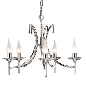 5 Light Chandelier Polished Nickel Finish, G9