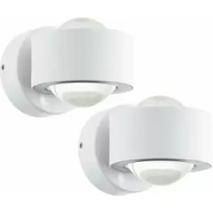 Loops - 2 pack Wall Light Colour White Aluminium Shade Clear Plastic LED 2.5W Included