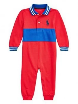 Ralph Lauren Baby Boys Colourblock All In One - Red, Size 6 Months