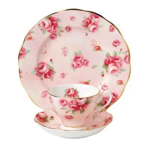 Royal Albert 100 years 1980 rose blush 3 piece set Pink