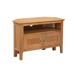 Corner TV Unit in Solid Oak with Storage - TV's up to 32 - Adeline