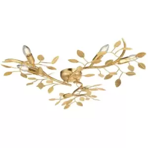 Merano Modena Decorative Flush Ceiling Lamp, Gold Leaf