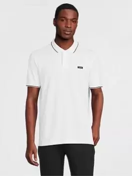 Calvin Klein Stretch Pique Tipping Slim Polo Shirt - White Size M Men