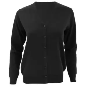 Kustom Kit Womens V-Neck Cardigan / Ladies Knitwear (12) (Black)