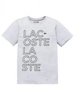 Lacoste Sports Boys Short Sleeve Logo T-Shirt - Grey, Size 10 Years