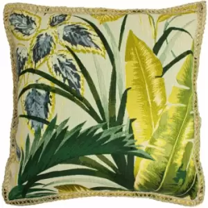 Furn Amazonia Braided Trim Cushion Cover, Green, 50 x 50 Cm