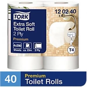 Tork Toilet Rolls T4 Premium 2 Ply 40 Rolls of 200 Sheets