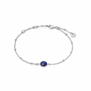 Daisy London Jewellery 925 Sterling Silver Lapis Healing Stone Bobble Bracelet Silver