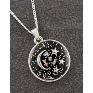 Midnight Sparkle Silver Plated Round Stars Necklace