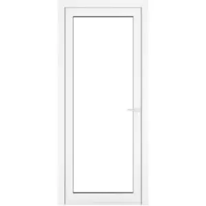 Crystal uPVC Single Door Full Glass Left Hand Open In 920mm x 2090mm Clear Double Glazed White (each)