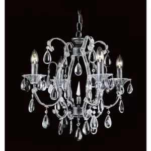 Impex Versailles Bead Silver Streak 4 Arm Chandelier