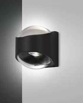 Remy LED Outdoor Up Down Wall Light Black Glass, IP65