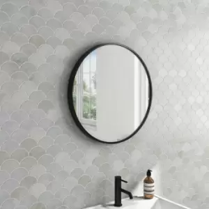 Round Black Bathroom Mirror 600mm - Alcor