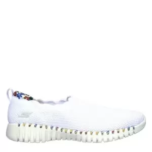 Skechers Go Walk Scalloped Womens Slip On Trainers - White