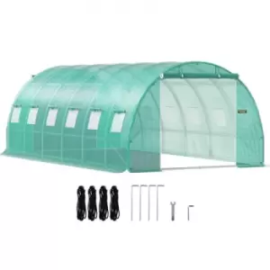 VEVOR Walk-in Tunnel Greenhouse, 20 x 10 x 7ft Portable Plant Hot House w/ Galvanized Steel Hoops, 3 Top Beams, 4 Diagonal Poles, 2 Zippered Doors & 1