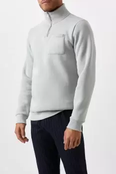 Mens Spearmint Pocket Detail 1/4 Zip Funnel Sweatshirt