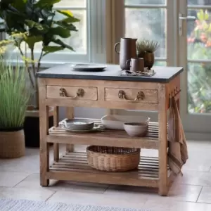 Small Freestanding Kitchen Island with 2 Drawers - Callie