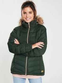 Trespass Nadina Faux Fur Trim Parka - Olive , Olive Size M Women