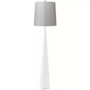 Loops - Floor Lamp White Steel Tapered Column Grey Shade Included White LED E27 100W