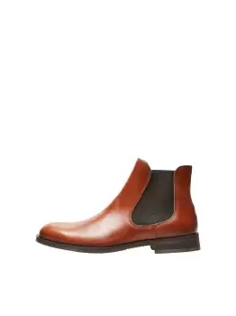 SELECTED Leather Chelsea - Boots Men Brown