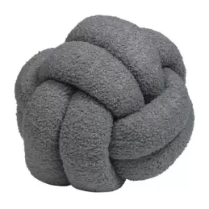 Furn Boucle Fleece Knotted Cushion (One Size) (Charcoal)