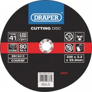 Draper Flat Stone Cutting Disc 230mm 3.2mm 22mm