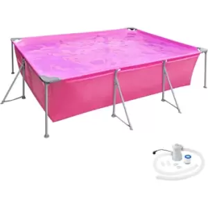 Tectake - Swimming pool rectangular with pump 300 x 207 x 70cm - outdoor swimming pool, outdoor pool, garden pool - pink - pink