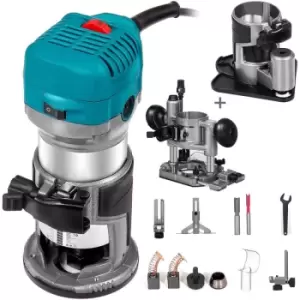 800W Max Torque Variable Speed 30,000 RPM Compact Router with Collets 1/4" & 1 x Offset Base