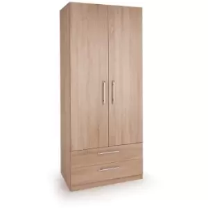 Holborn Oak Bedroom Furniture Range - 2 Door 2 Drawer Wardrobe