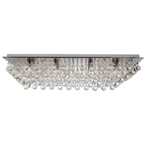 8 Light Flush Ceiling Light Chrome with Crystal Decoration, G9