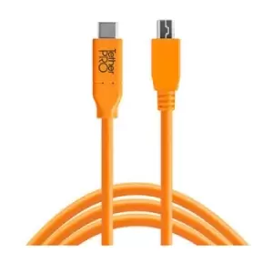 TetherTools TetherPro USB-C to 2.0 Mini-B 5-Pin 15ft (4.6m) Orange