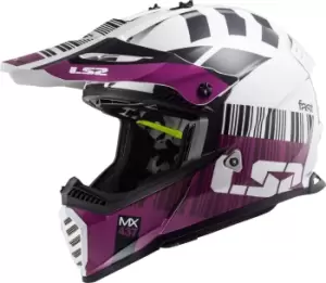 LS2 MX437 Fast Evo XCode Motocross Helmet, white-purple, Size S, white-purple, Size S