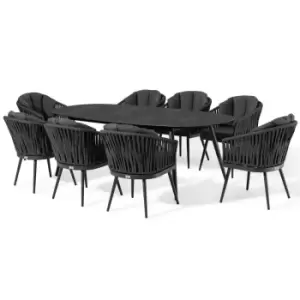 Harbour Lifestyle Palma 6 Seat Oval Dining Set - Wide Rope Weave - Grey