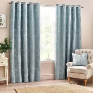 Sophia Floral Jacquard Room Darkening Eyelet Curtains