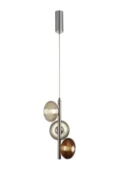 Multiple Ceiling Pendant, 3 x 8W LED, 4000K, Smoked, Copper & Champagne, Polished Chrome