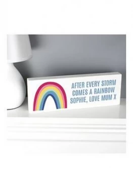 Personalised Rainbow Wooden Shelf Block